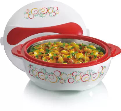 PINNACLE Premier Plastic Inner Steel Insulated Casserole, Red Thermoware Casserole (3000 ml) PINNACLE Premier Plastic Inner Steel Insulated Casserole, Red Thermoware Casserole (3000 ml)